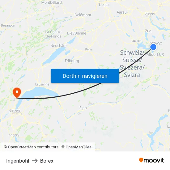 Ingenbohl to Borex map