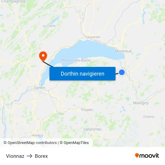 Vionnaz to Borex map