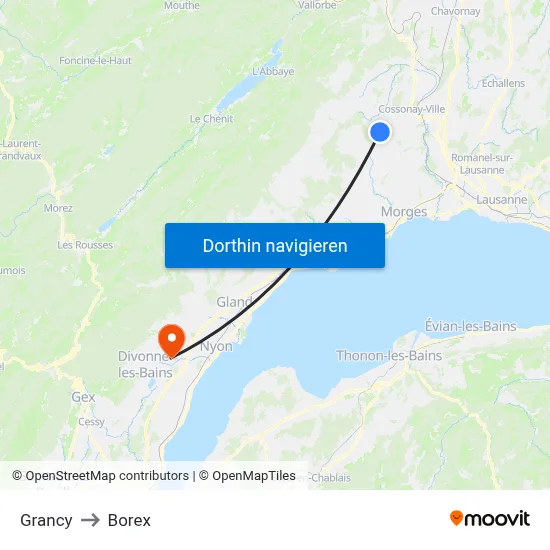 Grancy to Borex map