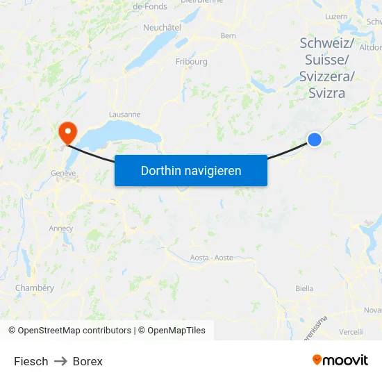 Fiesch to Borex map