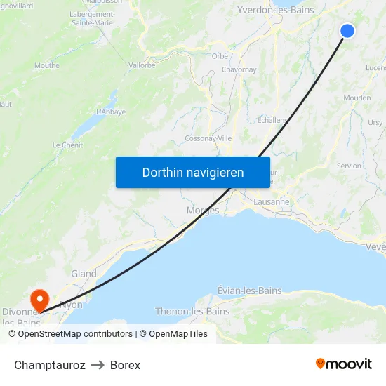 Champtauroz to Borex map