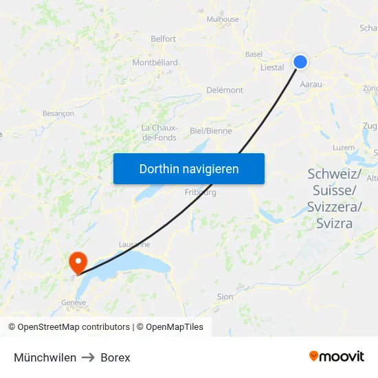 Münchwilen to Borex map