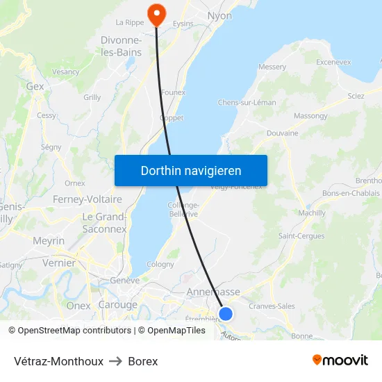 Vétraz-Monthoux to Borex map