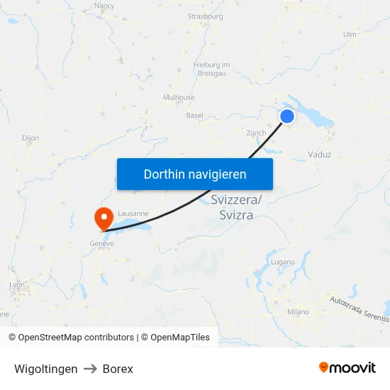 Wigoltingen to Borex map