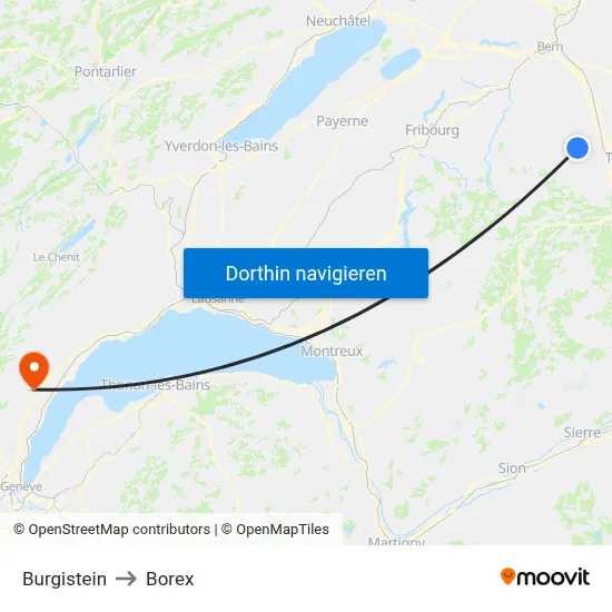 Burgistein to Borex map