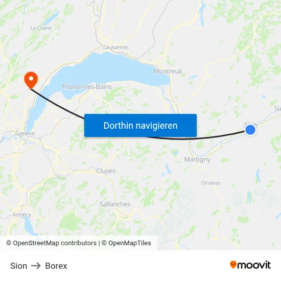 Sion to Borex map