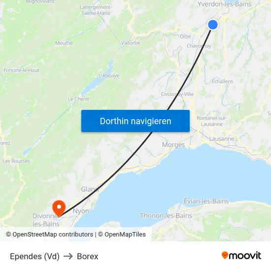 Ependes (Vd) to Borex map