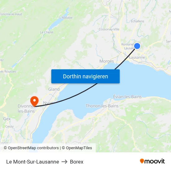 Le Mont-Sur-Lausanne to Borex map