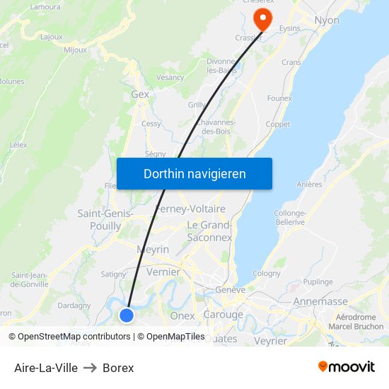 Aire-La-Ville to Borex map