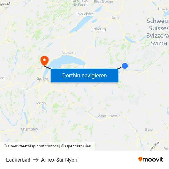 Leukerbad to Arnex-Sur-Nyon map
