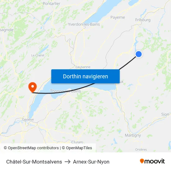 Châtel-Sur-Montsalvens to Arnex-Sur-Nyon map