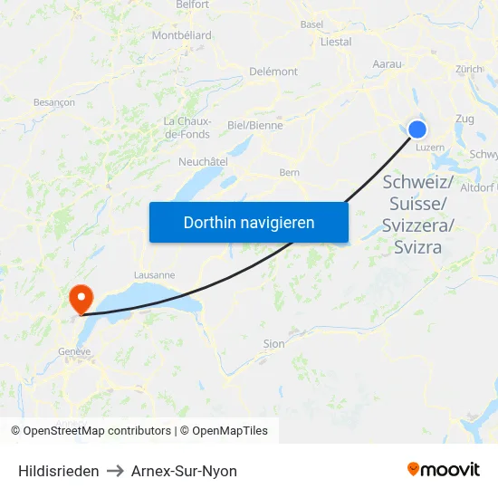 Hildisrieden to Arnex-Sur-Nyon map