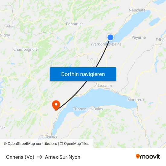 Onnens (Vd) to Arnex-Sur-Nyon map