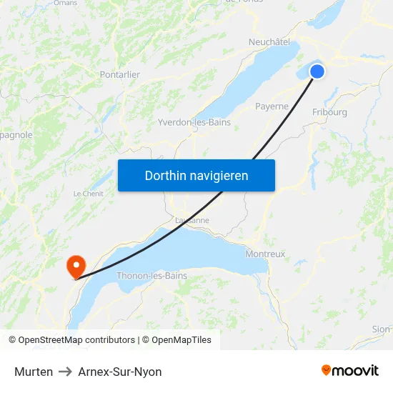 Murten to Arnex-Sur-Nyon map