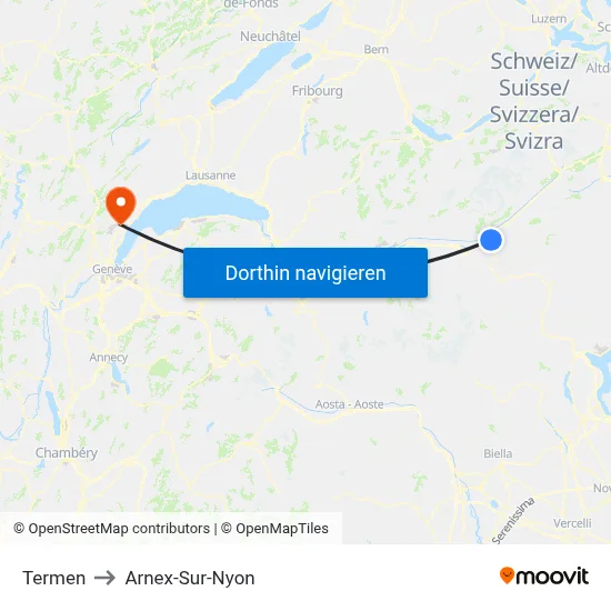 Termen to Arnex-Sur-Nyon map