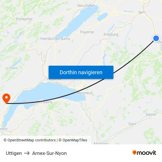 Uttigen to Arnex-Sur-Nyon map
