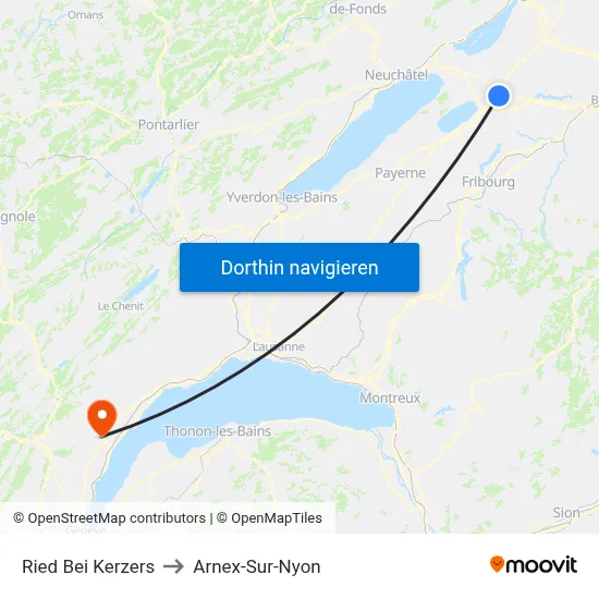 Ried Bei Kerzers to Arnex-Sur-Nyon map