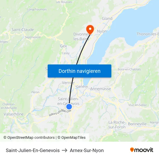 Saint-Julien-En-Genevois to Arnex-Sur-Nyon map