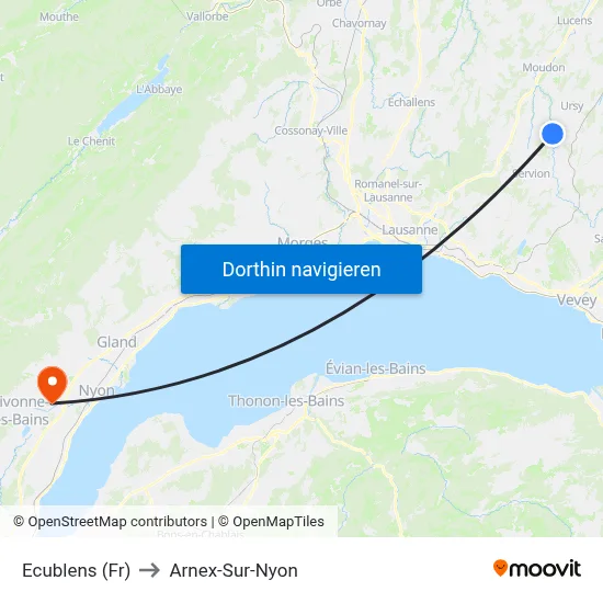 Ecublens (Fr) to Arnex-Sur-Nyon map
