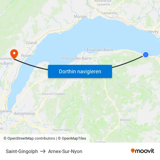 Saint-Gingolph to Arnex-Sur-Nyon map