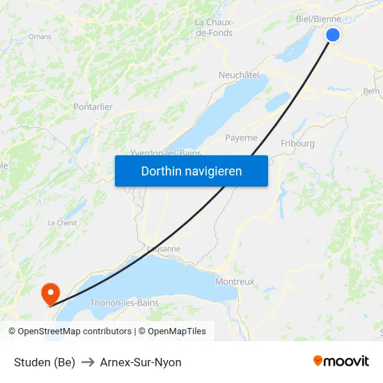 Studen (Be) to Arnex-Sur-Nyon map