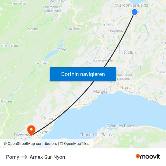 Pomy to Arnex-Sur-Nyon map