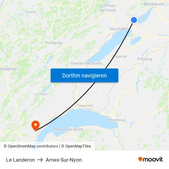 Le Landeron to Arnex-Sur-Nyon map