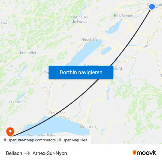 Bellach to Arnex-Sur-Nyon map