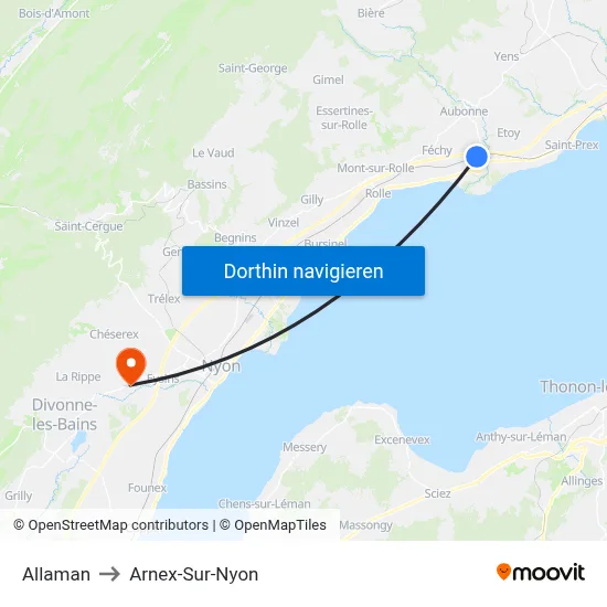 Allaman to Arnex-Sur-Nyon map