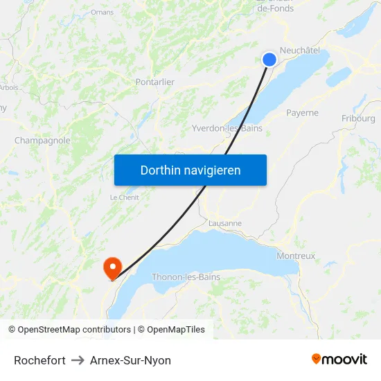 Rochefort to Arnex-Sur-Nyon map