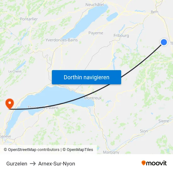 Gurzelen to Arnex-Sur-Nyon map