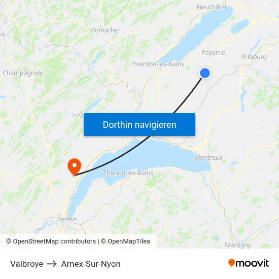 Valbroye to Arnex-Sur-Nyon map