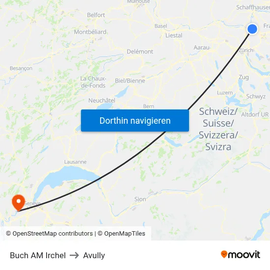 Buch AM Irchel to Avully map