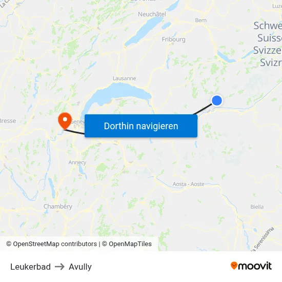 Leukerbad to Avully map