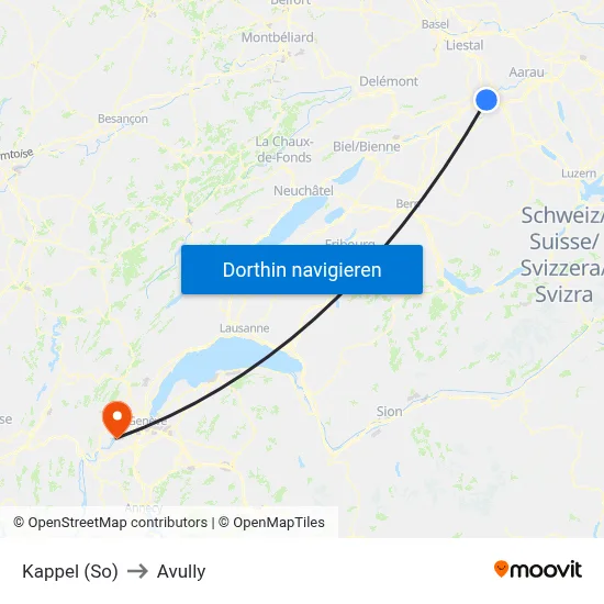 Kappel (So) to Avully map