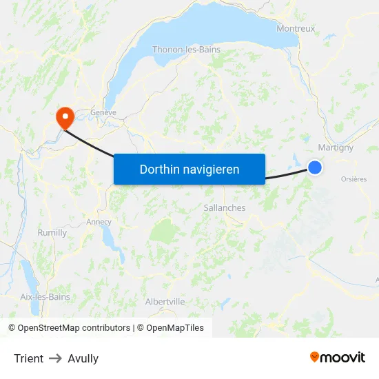 Trient to Avully map