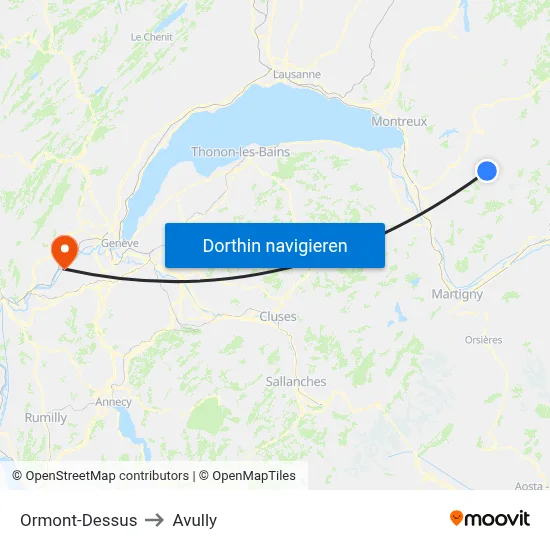 Ormont-Dessus to Avully map