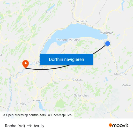 Roche (Vd) to Avully map