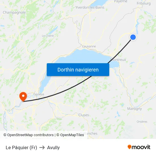 Le Pâquier (Fr) to Avully map