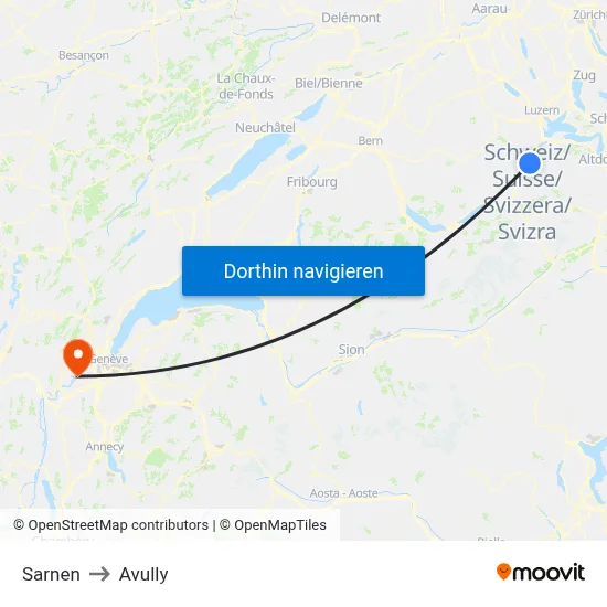 Sarnen to Avully map