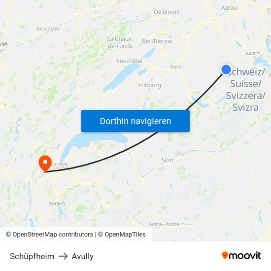 Schüpfheim to Avully map