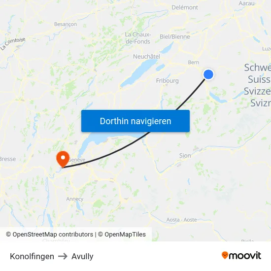 Konolfingen to Avully map