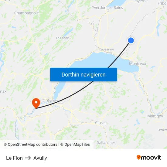 Le Flon to Avully map