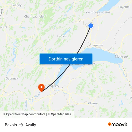Bavois to Avully map