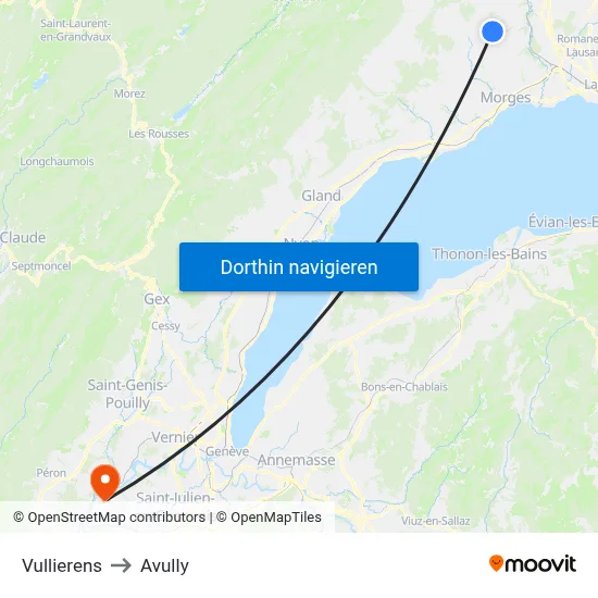Vullierens to Avully map