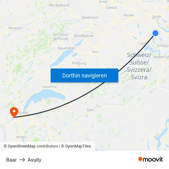 Baar to Avully map