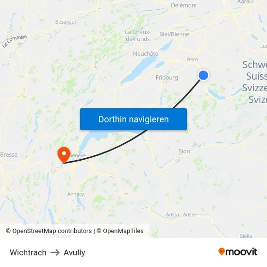 Wichtrach to Avully map