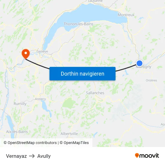 Vernayaz to Avully map