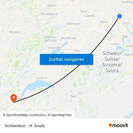 Schleinikon to Avully map