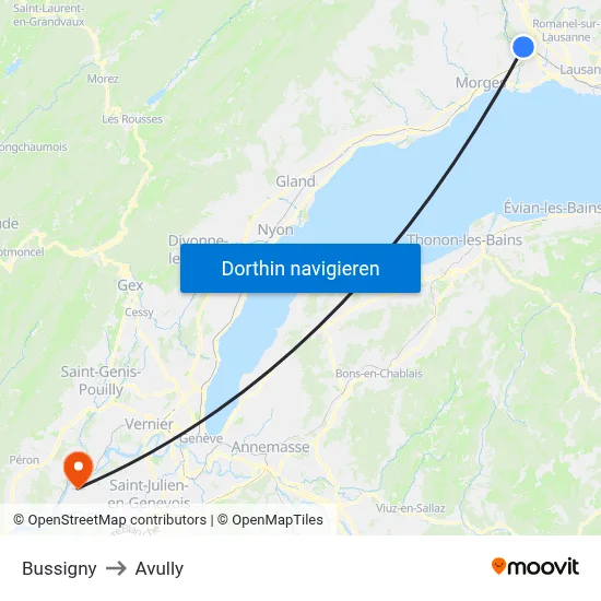 Bussigny to Avully map